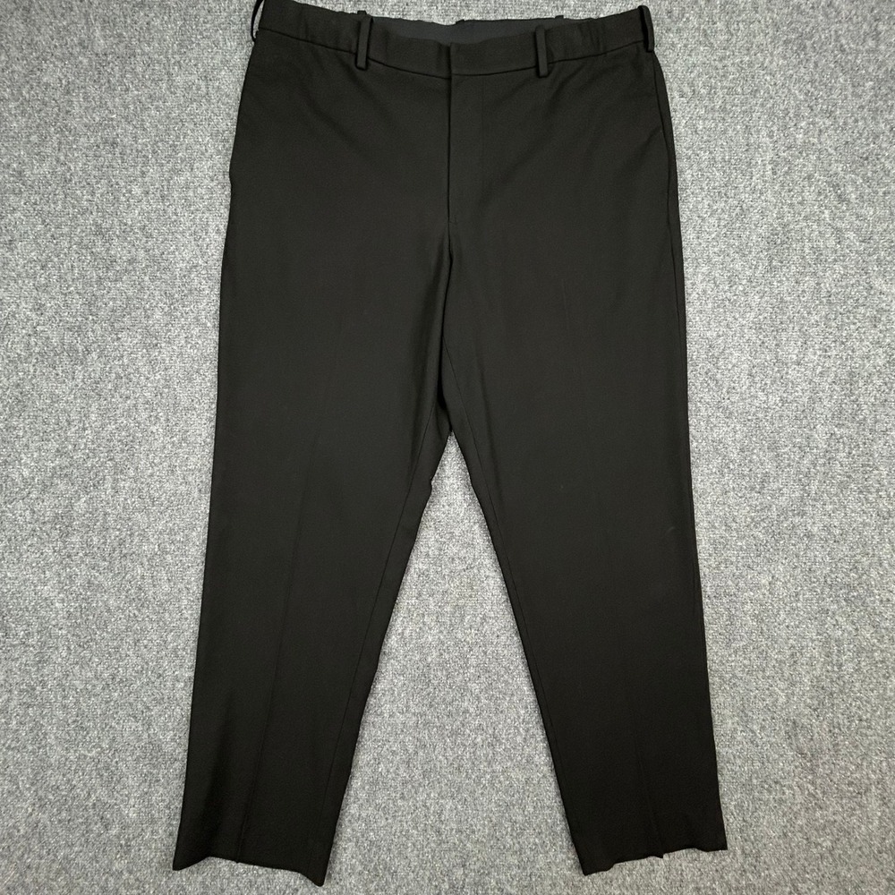 Uniqlo Smart Ankle Pants Mens XL Black Tapered Stretch Drawstring Faux Wool